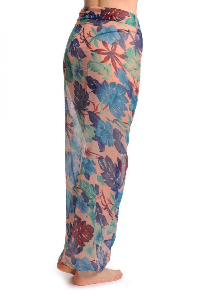 Liss Kiss Blue & Green Palm Leaves On Light Pink Unisex Scarf & Beach Sarong - Scarf
