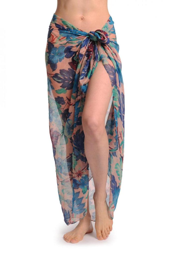 liss kiss Blue & Green Palm Leaves On Light Pink Unisex Scarf & Beach Sarong - Scarf