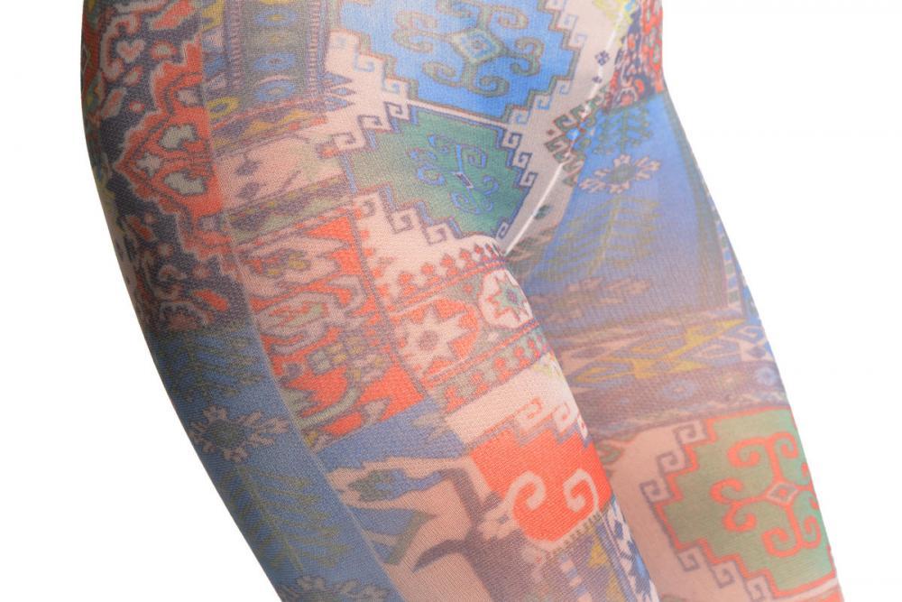 Liss Kiss Blue Green & Terracotta Aztec Panels - Tights