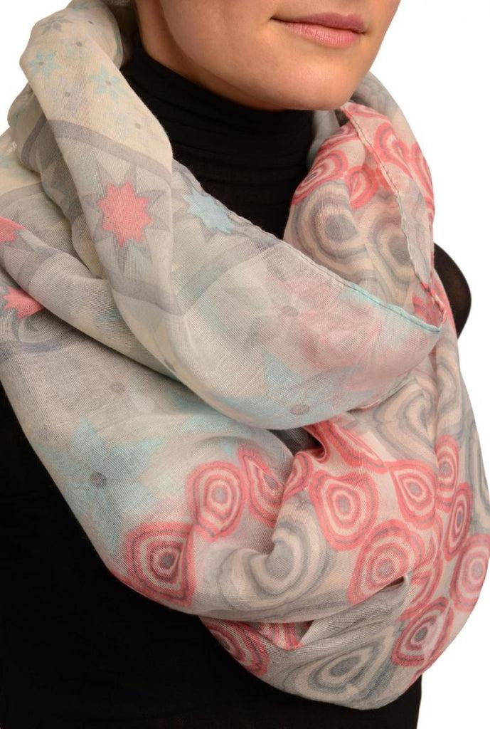 Liss Kiss Blue & Grey Stars & Circles Snood Scarf - Snood