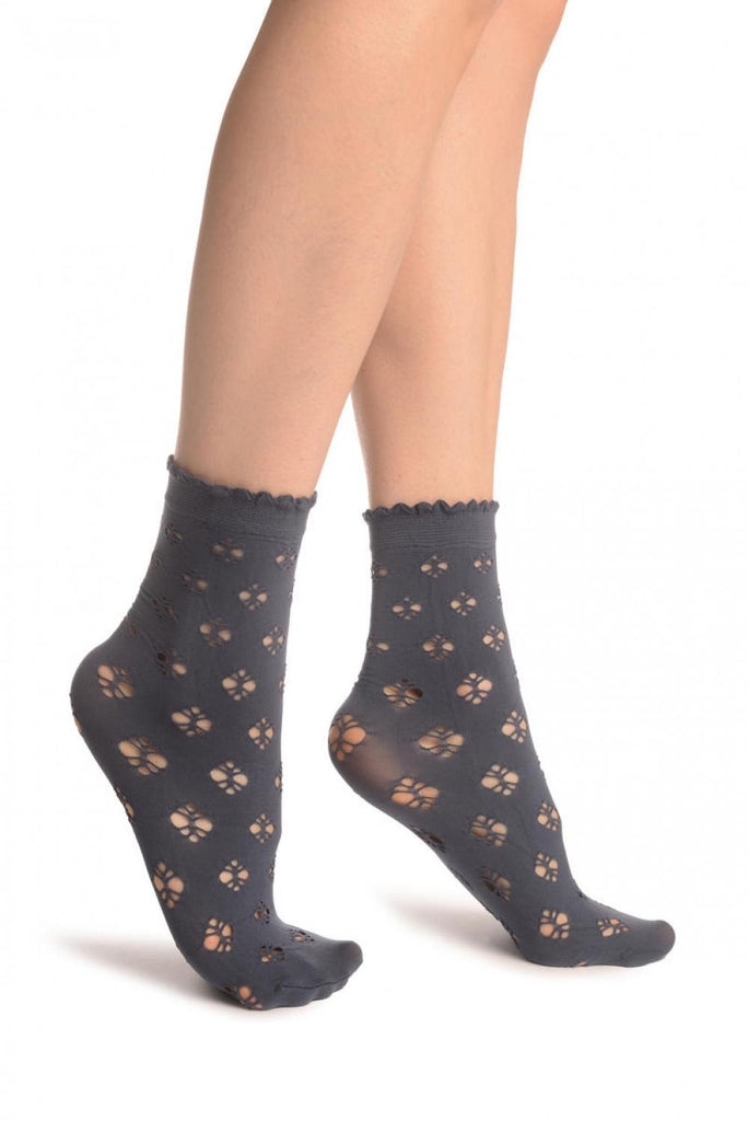 liss kiss Blue Jeans Viola Lace Ankle High Socks - Socks
