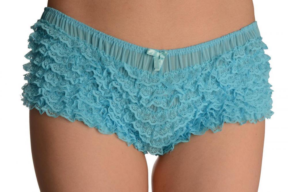 Liss Kiss Blue Multi Layers Women Frilly Ruffle Lace Panty Shorts - Shorts