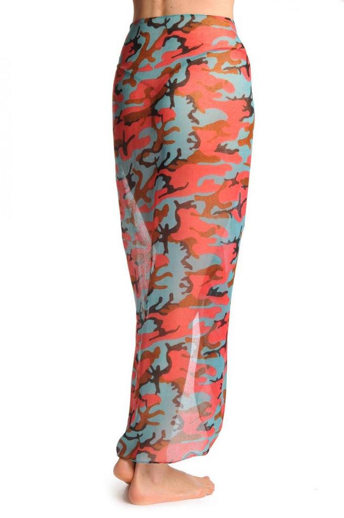 Liss Kiss Blue Pink & Brown Camouflage Unisex Scarf & Beach Sarong - Scarf