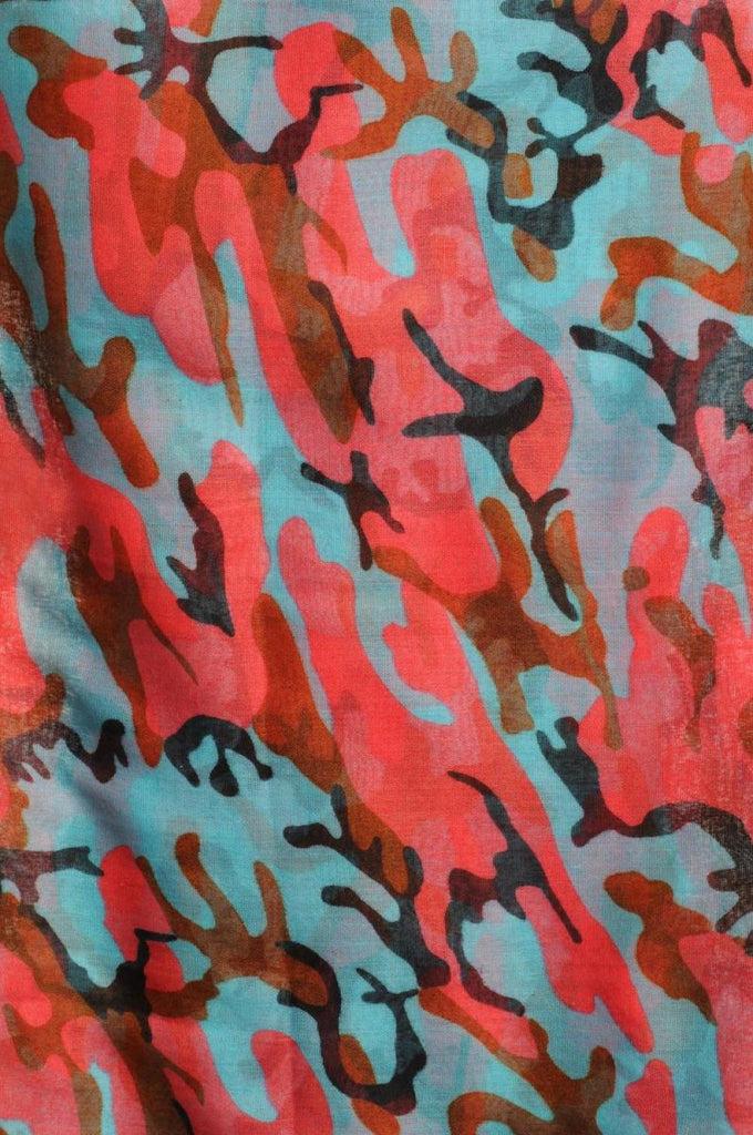 Liss Kiss Blue Pink & Brown Camouflage Unisex Scarf & Beach Sarong - Scarf