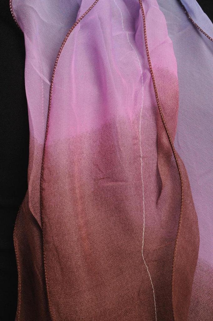 Liss Kiss Blue Pink & Brown Double Layered Chiffon Ombre - Scarf