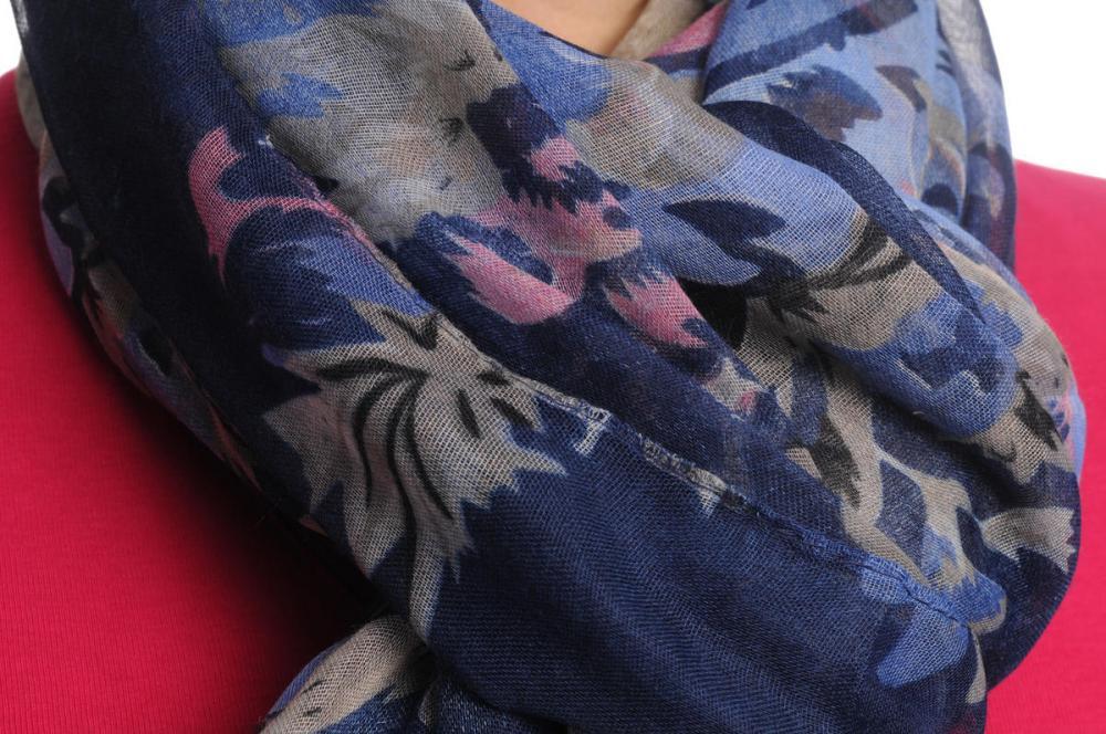 Liss Kiss Blue & Pink Vintage Flowers On Navy Blue Unisex Scarf & Beach Sarong - Scarf