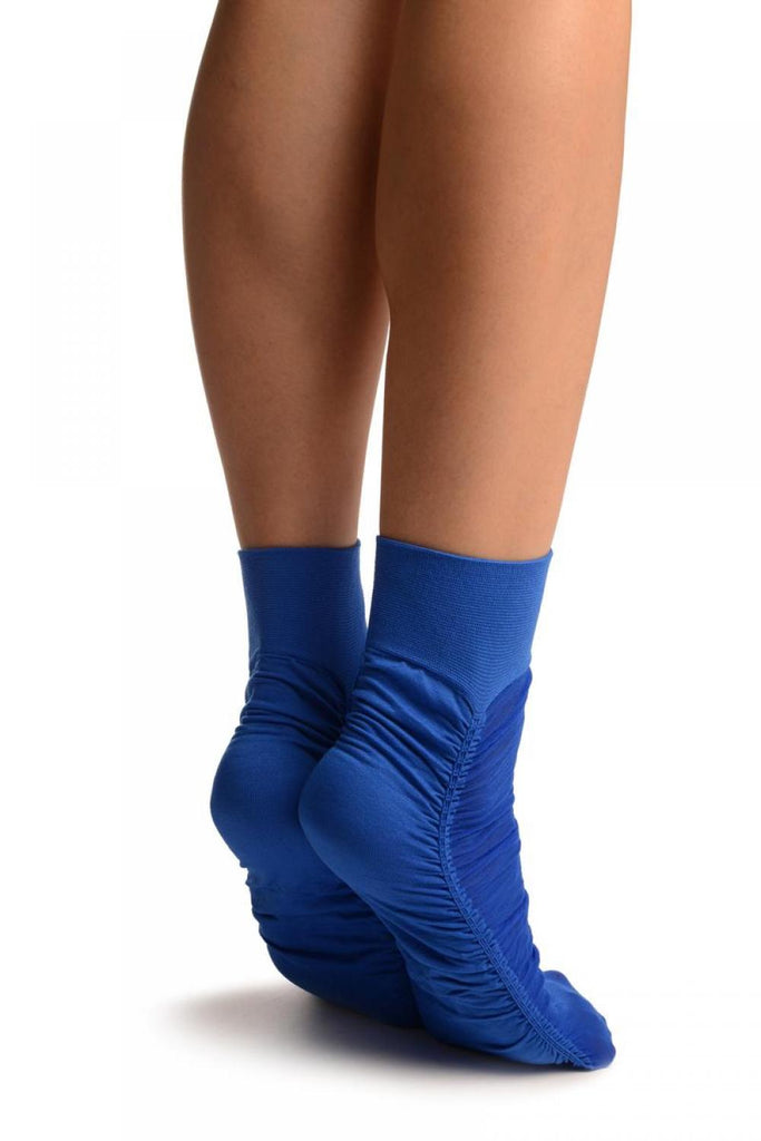 Liss Kiss Blue Sheer & Opaque Sides Ankle High Socks - Socks