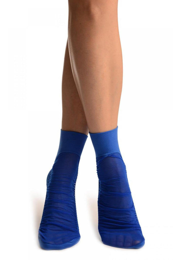 liss kiss Blue Sheer & Opaque Sides Ankle High Socks - Socks