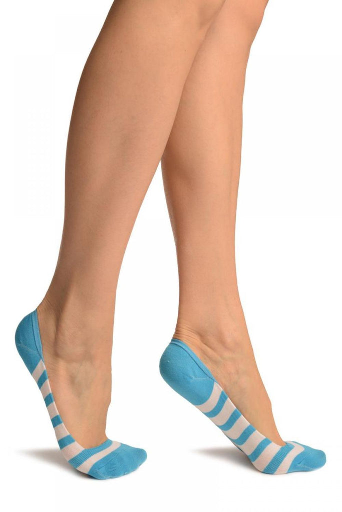 liss kiss Blue & White Stripes Soft Back Top Footsies - Footsies Socks