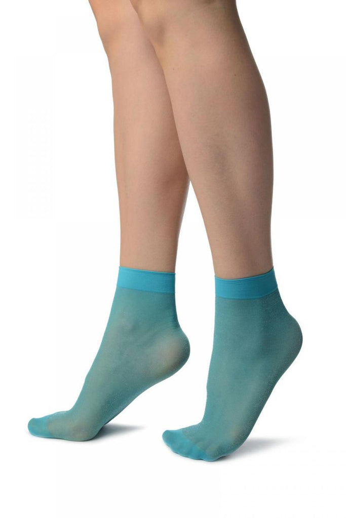 Liss Kiss Blue With Fine Lurex Ankle High Socks - Socks