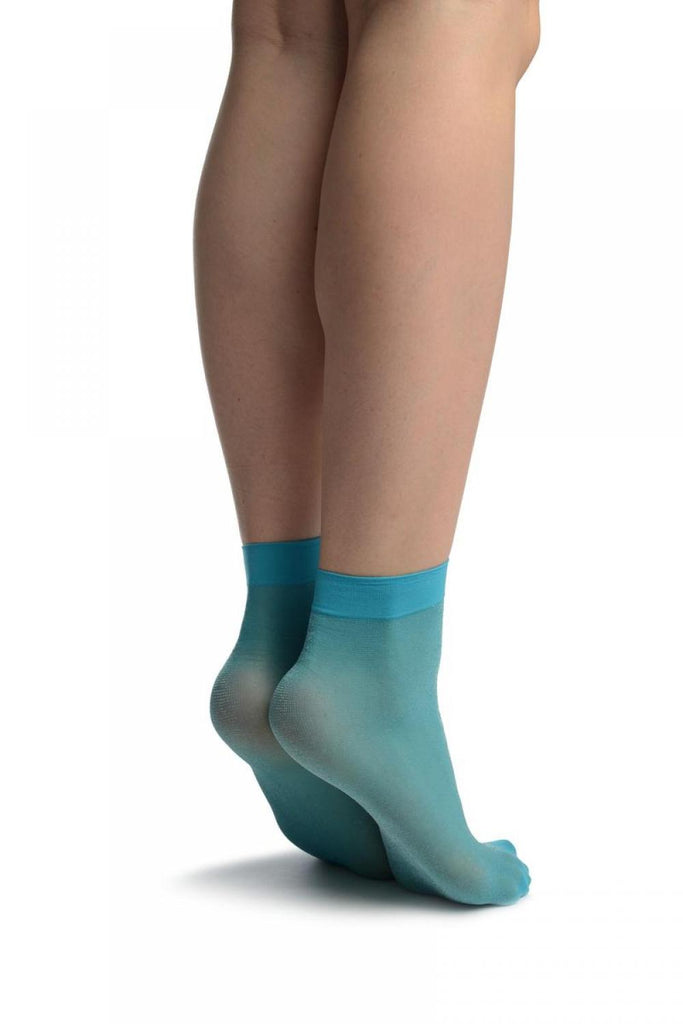Liss Kiss Blue With Fine Lurex Ankle High Socks - Socks