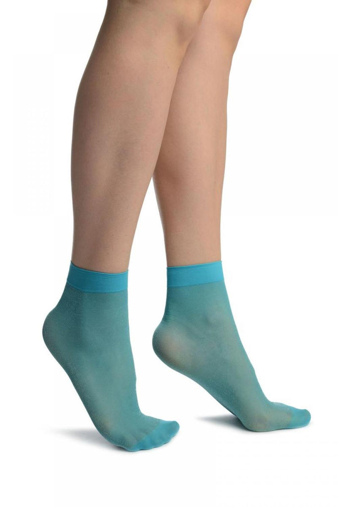 liss kiss Blue With Fine Lurex Ankle High Socks - Socks