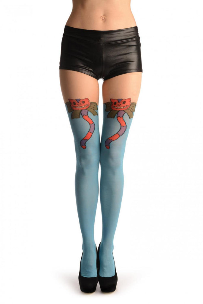 liss kiss Blue With Over The Knee Cute Cat & Stripy Tail - Tights