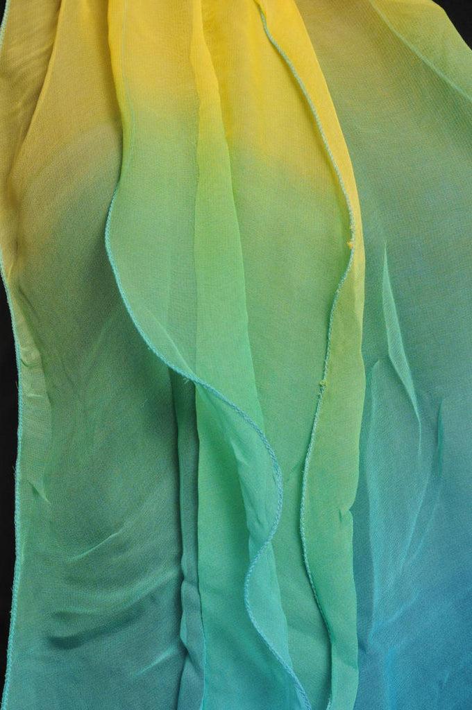 Liss Kiss Blue & Yellow Double Layered Chiffon Ombre - Scarf