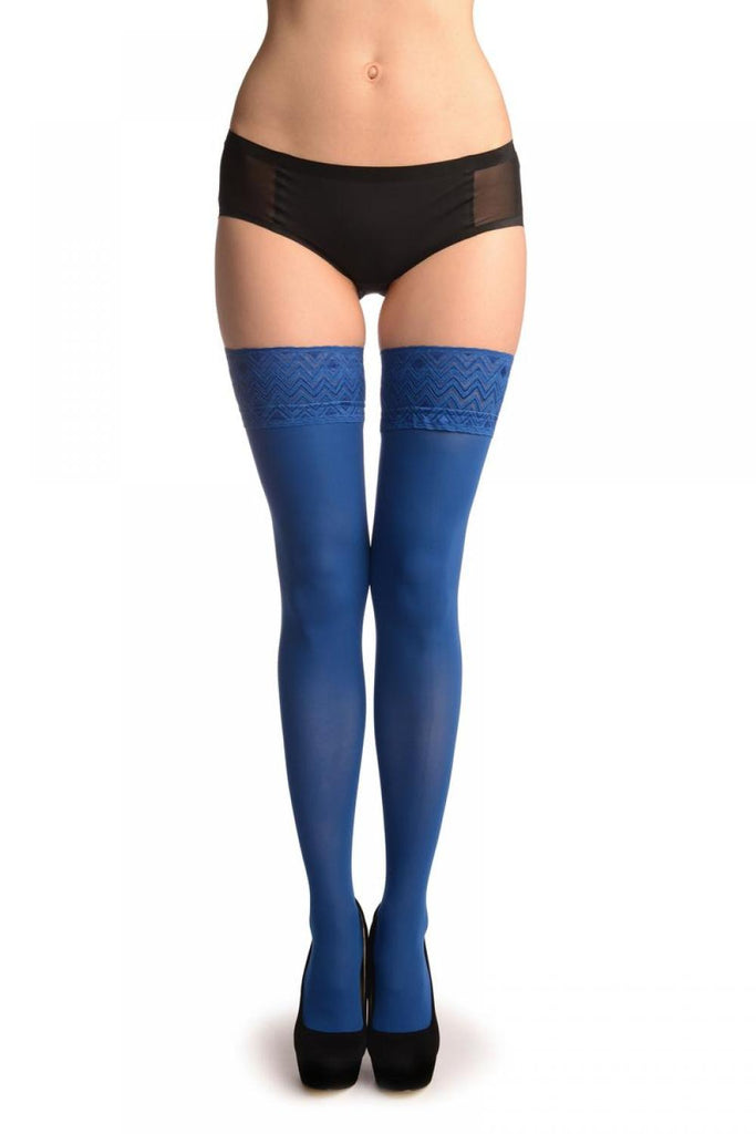 liss kiss Bright Blue With Matching Silicon Garter - Hold Ups