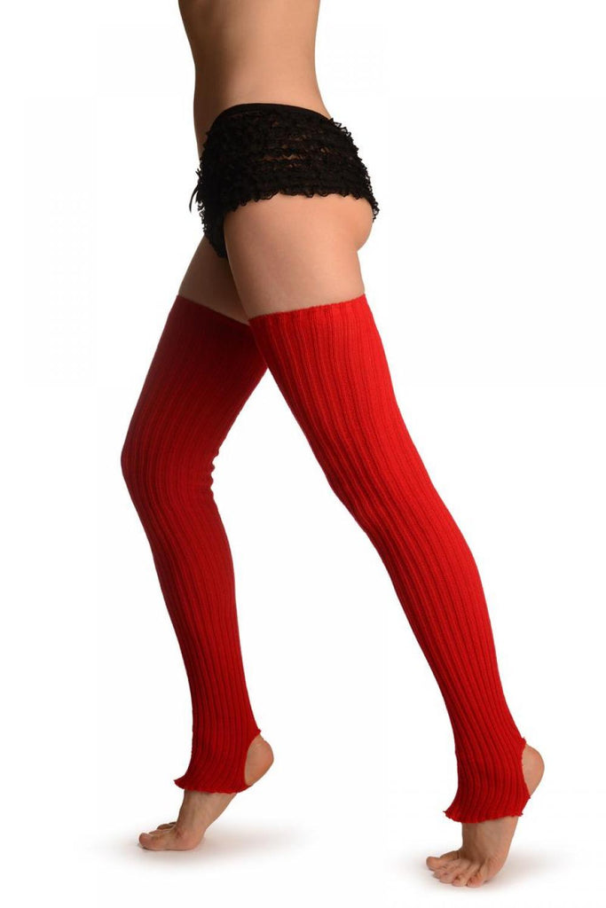 liss kiss Bright Red Stirrup Dance/Ballet Leg Warmers - Leg Warmers