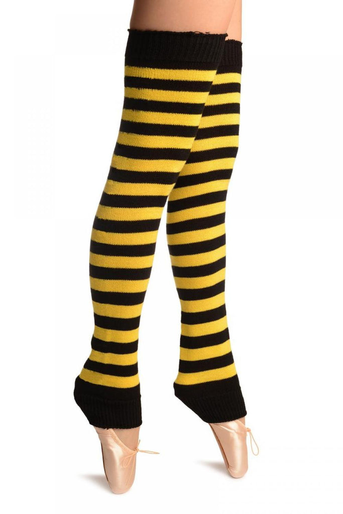 Liss Kiss Bright Yellow & Black Stripes Dance/Ballet Leg Warmers - Leg Warmers