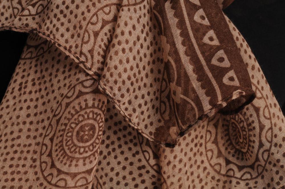 Liss Kiss Brown Aztec Sun On Mocha Unisex Scarf & Beach Sarong - Scarf