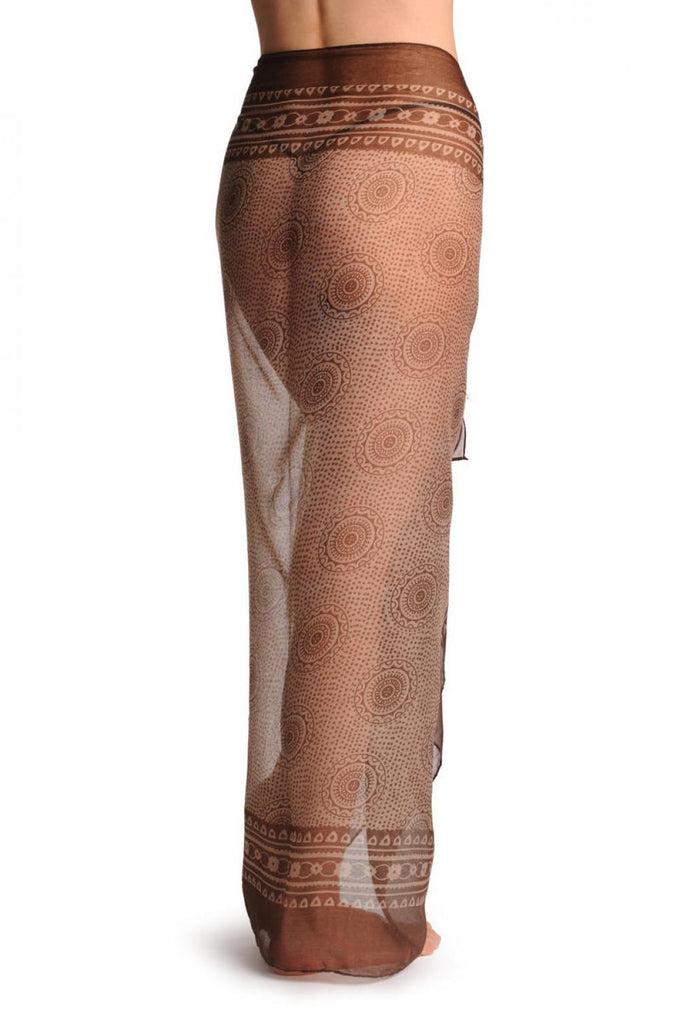 Liss Kiss Brown Aztec Sun On Mocha Unisex Scarf & Beach Sarong - Scarf