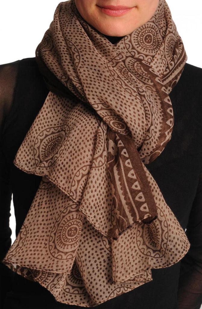 liss kiss Brown Aztec Sun On Mocha Unisex Scarf & Beach Sarong - Scarf
