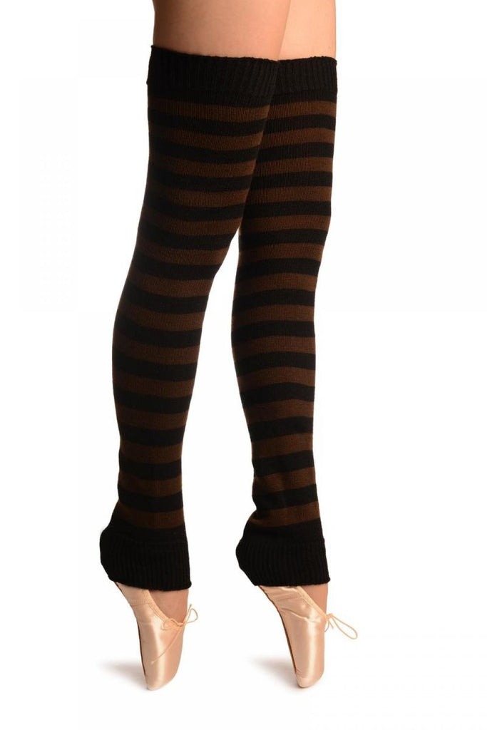 Liss Kiss Brown & Black Stripes Dance/Ballet Leg Warmers - Leg Warmers