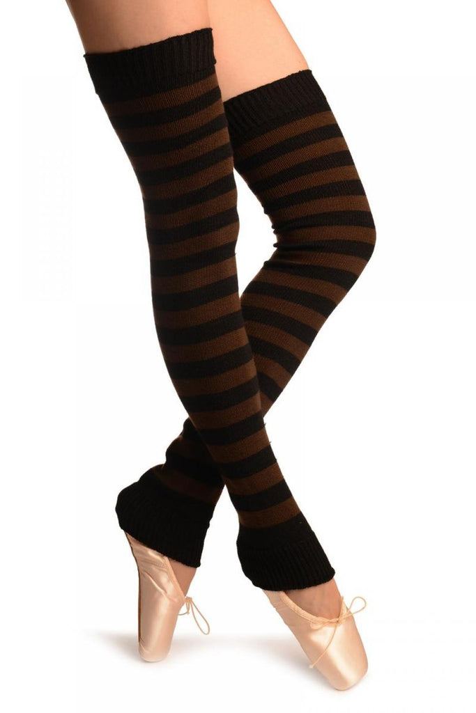 liss kiss Brown & Black Stripes Dance/Ballet Leg Warmers - Leg Warmers