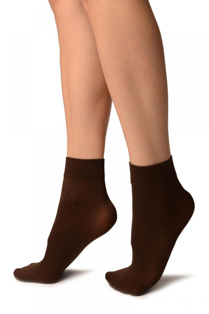 Liss Kiss Brown Comfort Top Strong Ankle High Socks - Socks