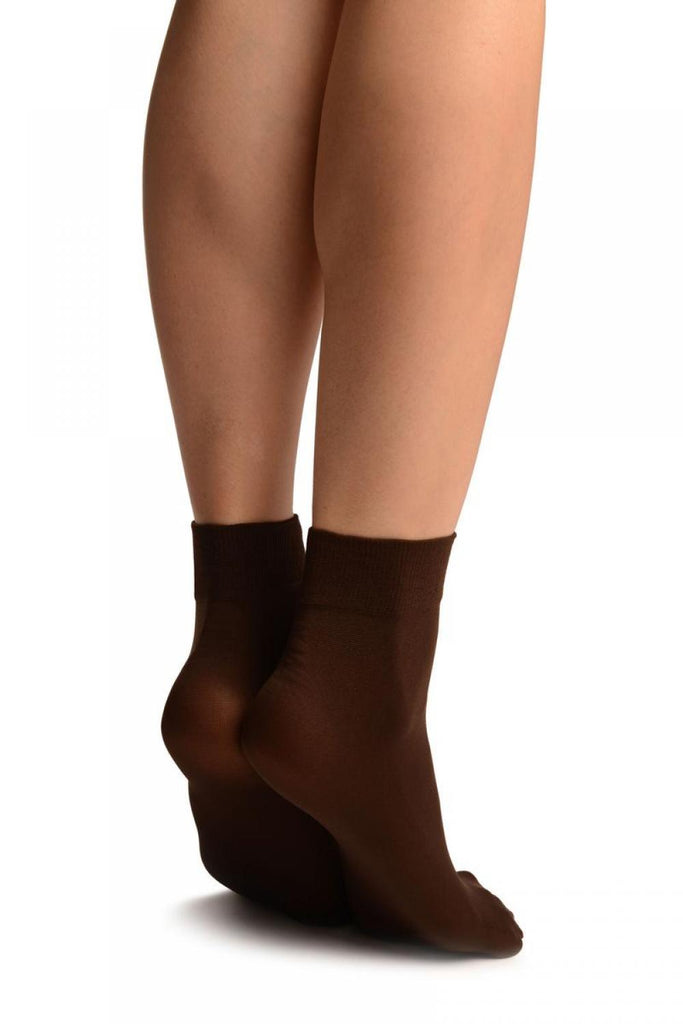 Liss Kiss Brown Comfort Top Strong Ankle High Socks - Socks