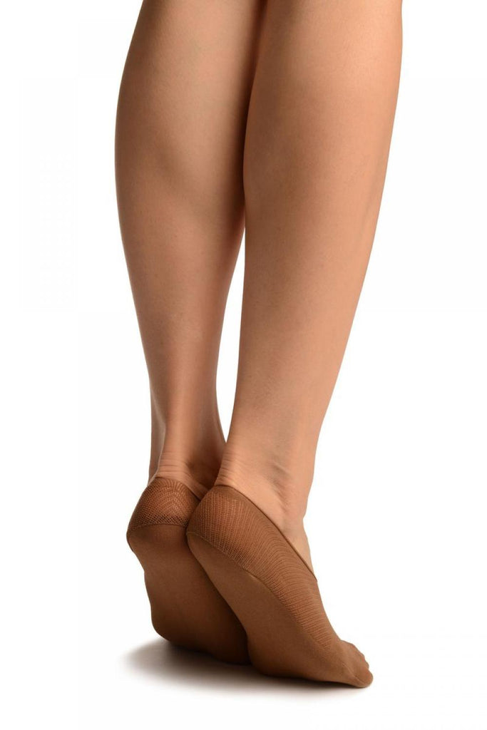 Liss Kiss Brown Diagonal Stripes Mesh Four & One Separate Toes Footsies - Footsies Socks