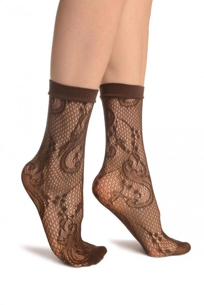 liss kiss Brown Gladiolus Flowers Ankle High Socks - Socks