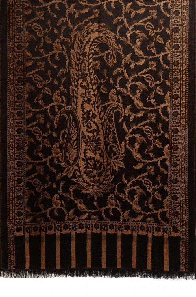 Liss Kiss Brown Large Paisley On Black Pashmina Feel - Scarf
