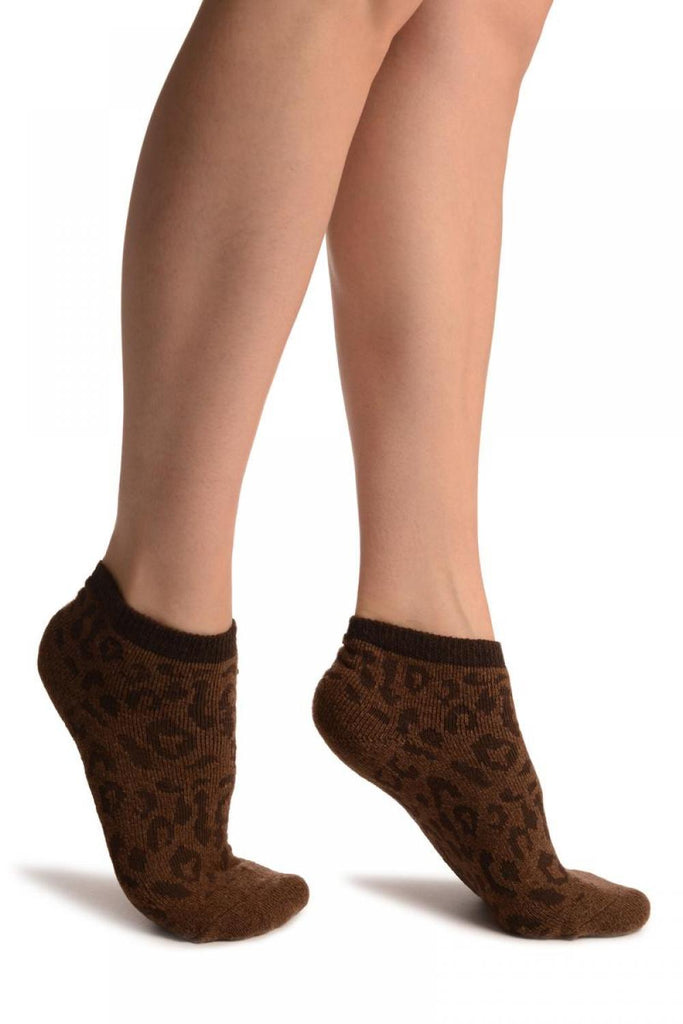 liss kiss Brown Leopard Angora Footies Socks - Footsies Socks