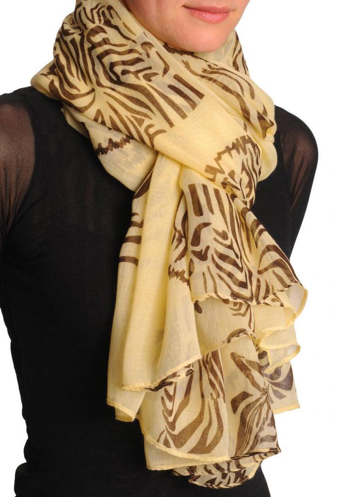 Liss Kiss Brown Zebra On Cream Unisex Scarf & Beach Sarong - Scarf