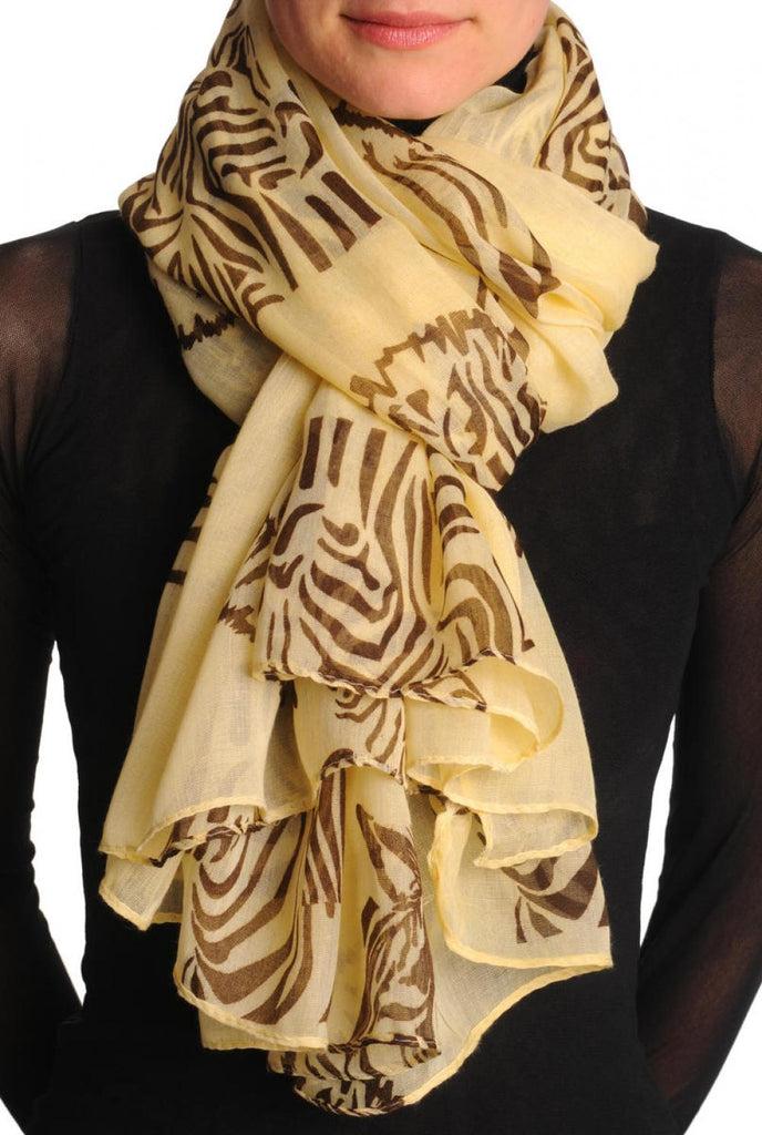 liss kiss Brown Zebra On Cream Unisex Scarf & Beach Sarong - Scarf
