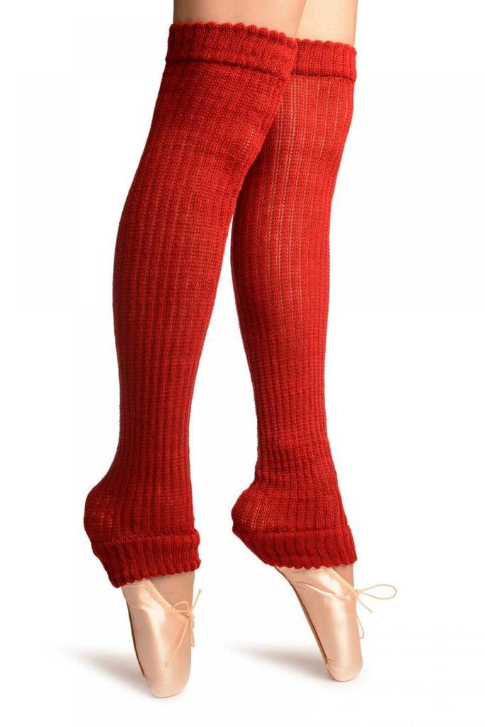 Liss Kiss Burgundy Red Double Rib Stitch Dance/Ballet Leg Warmers - Leg Warmers