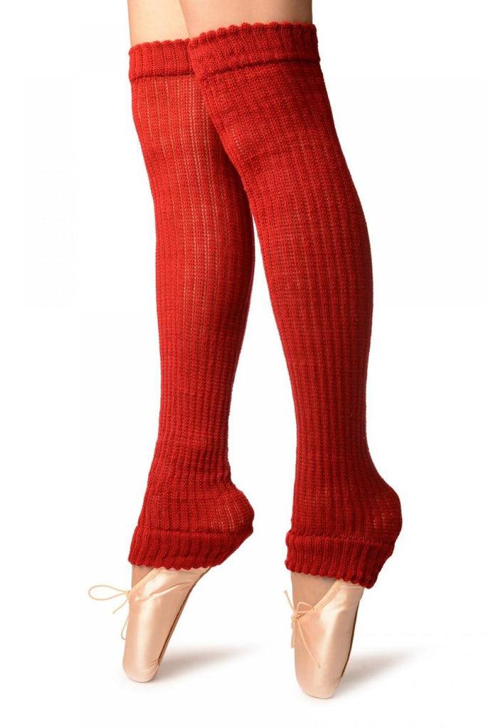 Liss Kiss Burgundy Red Double Rib Stitch Dance/Ballet Leg Warmers - Leg Warmers