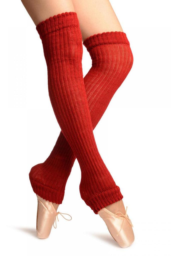 liss kiss Burgundy Red Double Rib Stitch Dance/Ballet Leg Warmers - Leg Warmers