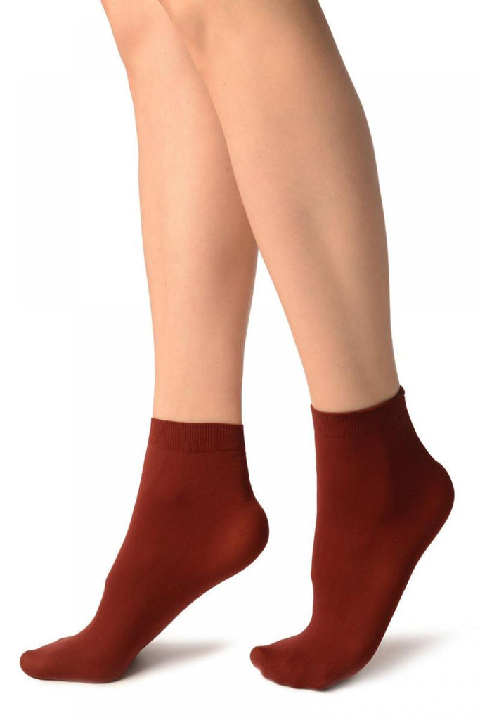 Liss Kiss Burgundy Red Plain Ankle High Socks - Socks