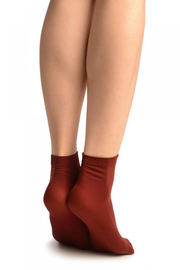 Liss Kiss Burgundy Red Plain Ankle High Socks - Socks