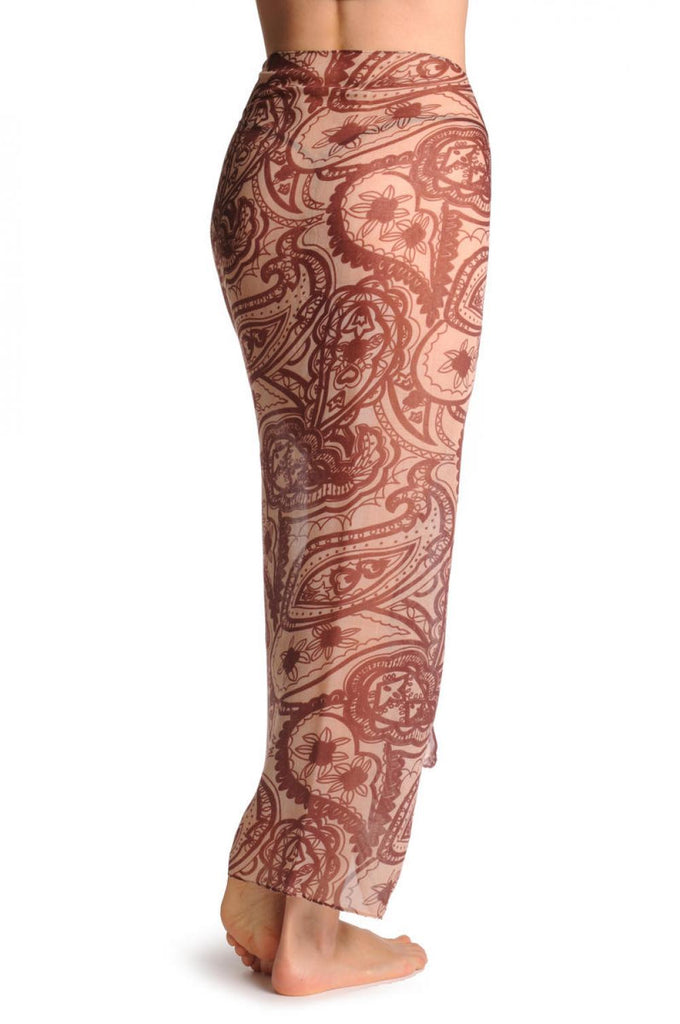 Liss Kiss Burgundy Wide Lace On Light Pink Unisex Scarf & Beach Sarong - Scarf