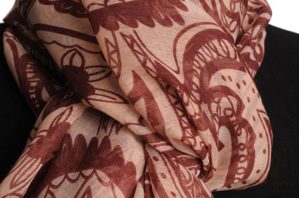 Liss Kiss Burgundy Wide Lace On Light Pink Unisex Scarf & Beach Sarong - Scarf