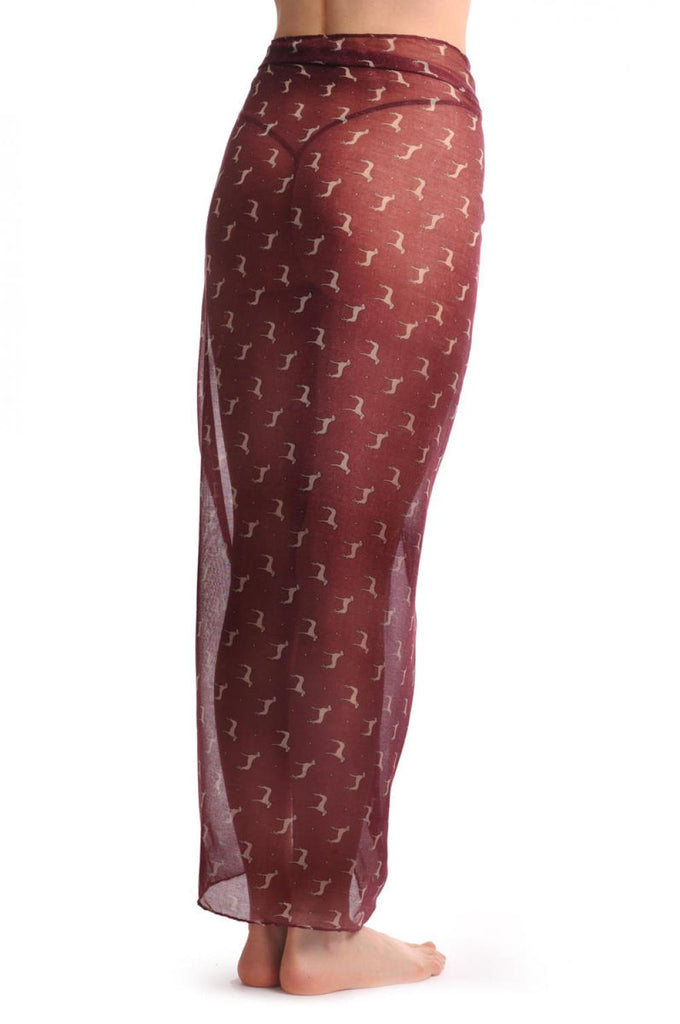 Liss Kiss Burgundy With Cute Beige Dogs Unisex Scarf & Beach Sarong - Scarf