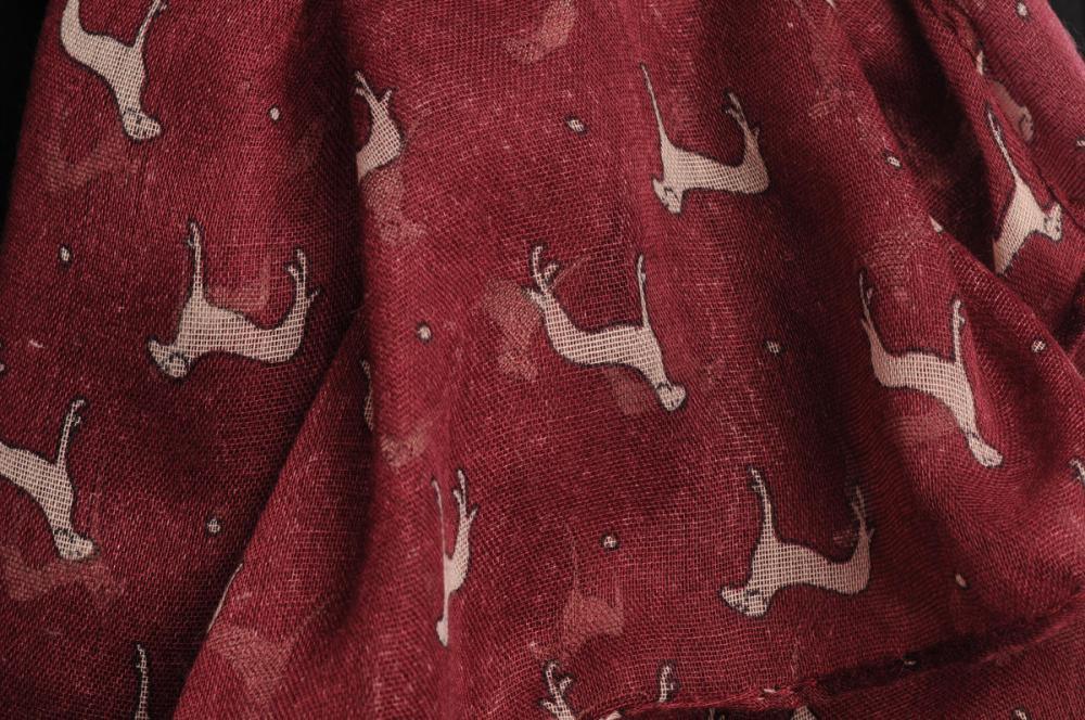 Liss Kiss Burgundy With Cute Beige Dogs Unisex Scarf & Beach Sarong - Scarf