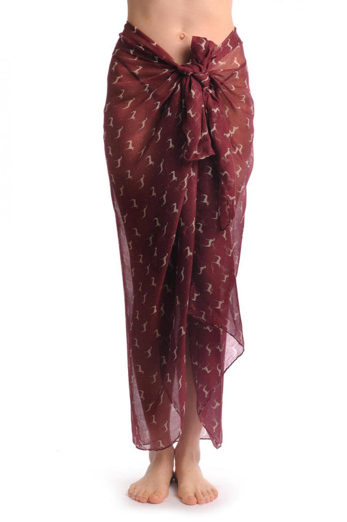 Liss Kiss Burgundy With Cute Beige Dogs Unisex Scarf & Beach Sarong - Scarf