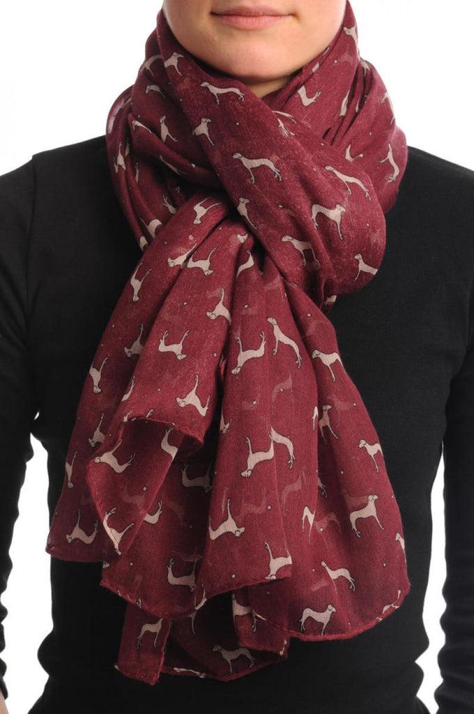 liss kiss Burgundy With Cute Beige Dogs Unisex Scarf & Beach Sarong - Scarf