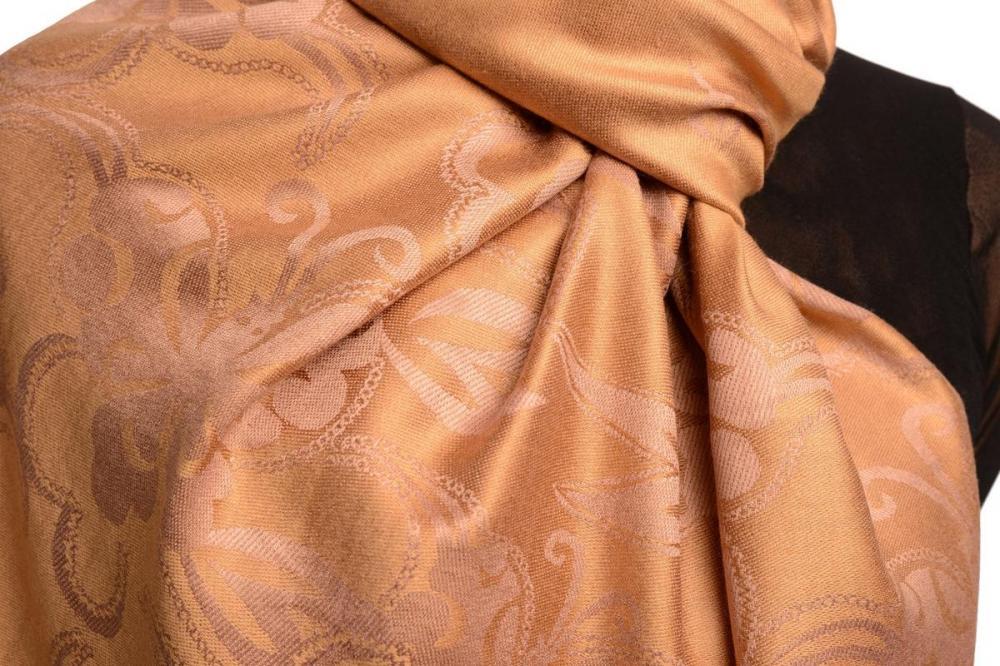 Liss Kiss Butterflies On Beige Pashmina Feel With Tassels - Scarf