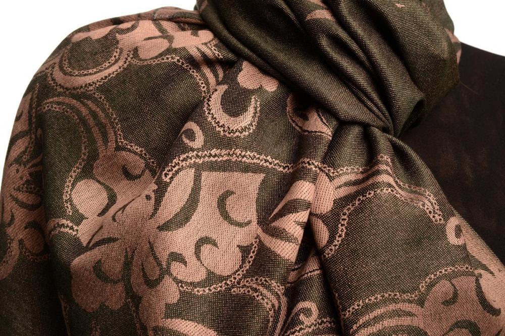 Liss Kiss Butterflies On Black Pashmina Feel With Tassels - Scarf