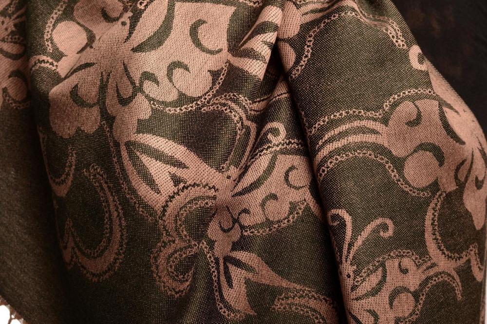 Liss Kiss Butterflies On Black Pashmina Feel With Tassels - Scarf