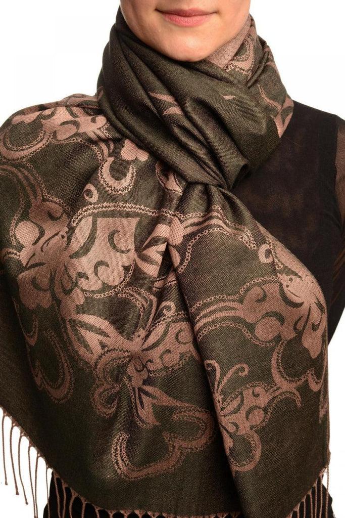 Liss Kiss Butterflies On Black Pashmina Feel With Tassels - Scarf