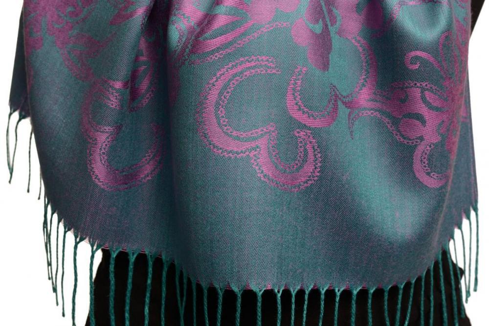 Liss Kiss Butterflies On Cerulean Blue Pashmina Feel With Tassels - Scarf